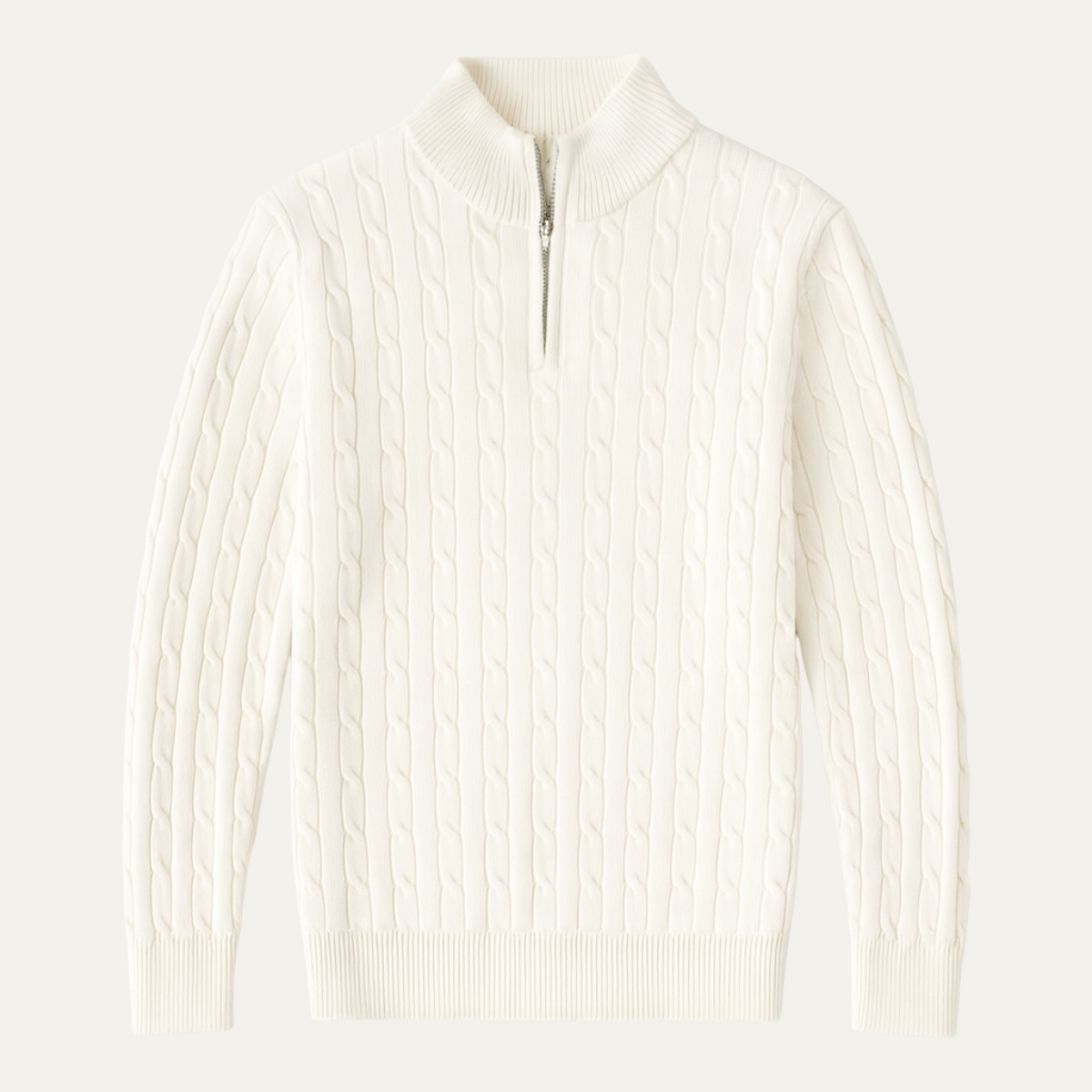 Classic Men's Cable Knit Half Zip Sweater - Nocini