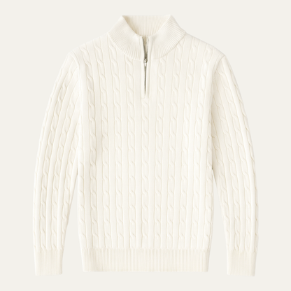 Classic Men's Cable Knit Half Zip Sweater - Nocini