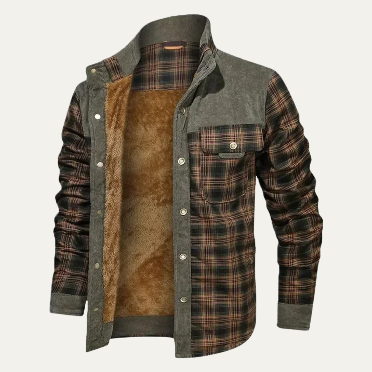 Warm Plaid Check Men's Winter Coat