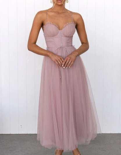Women's Breathable Tank Maxi Dress with V Neck