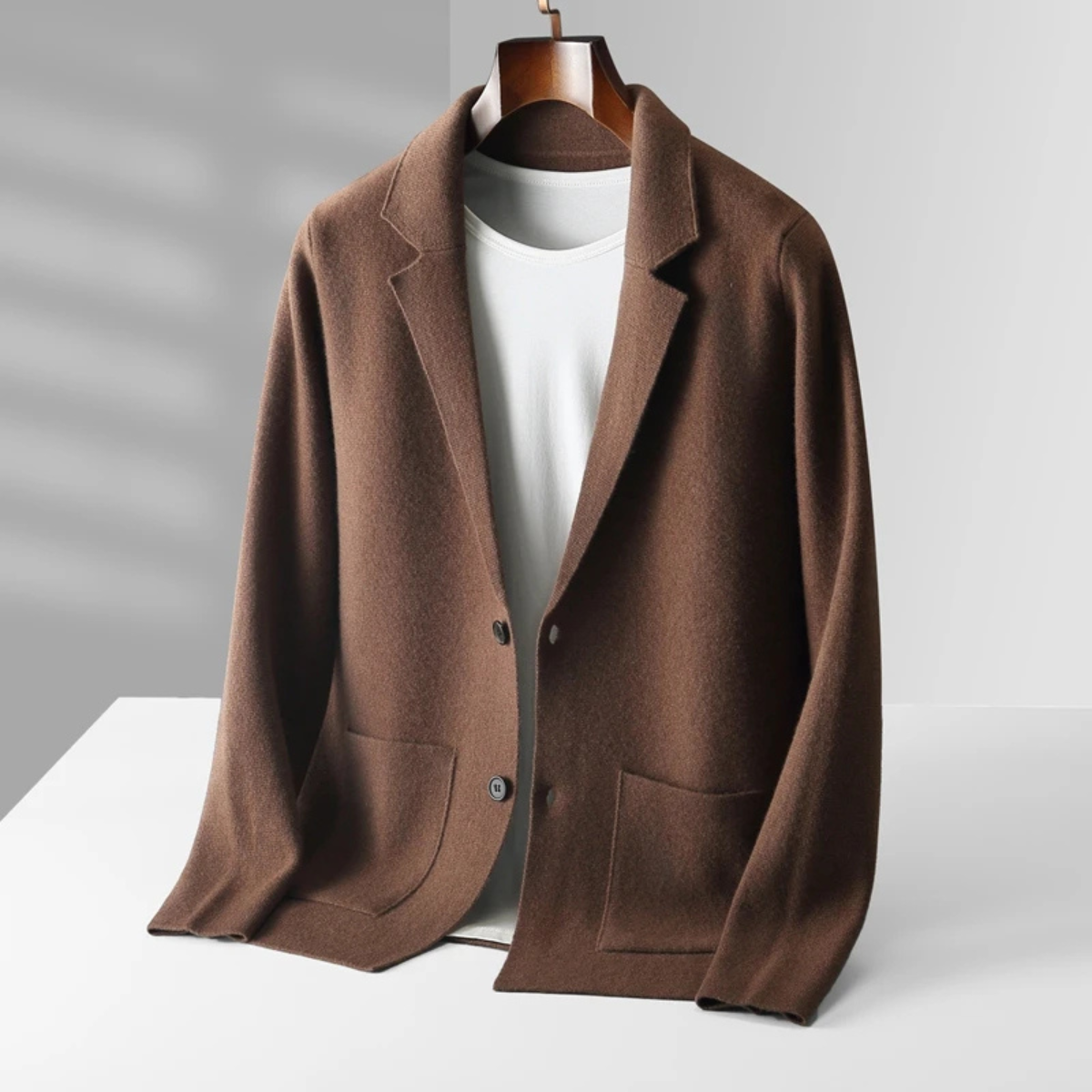 Comfortable Men's Merino Wool Crew Neck Cardigan Sweater