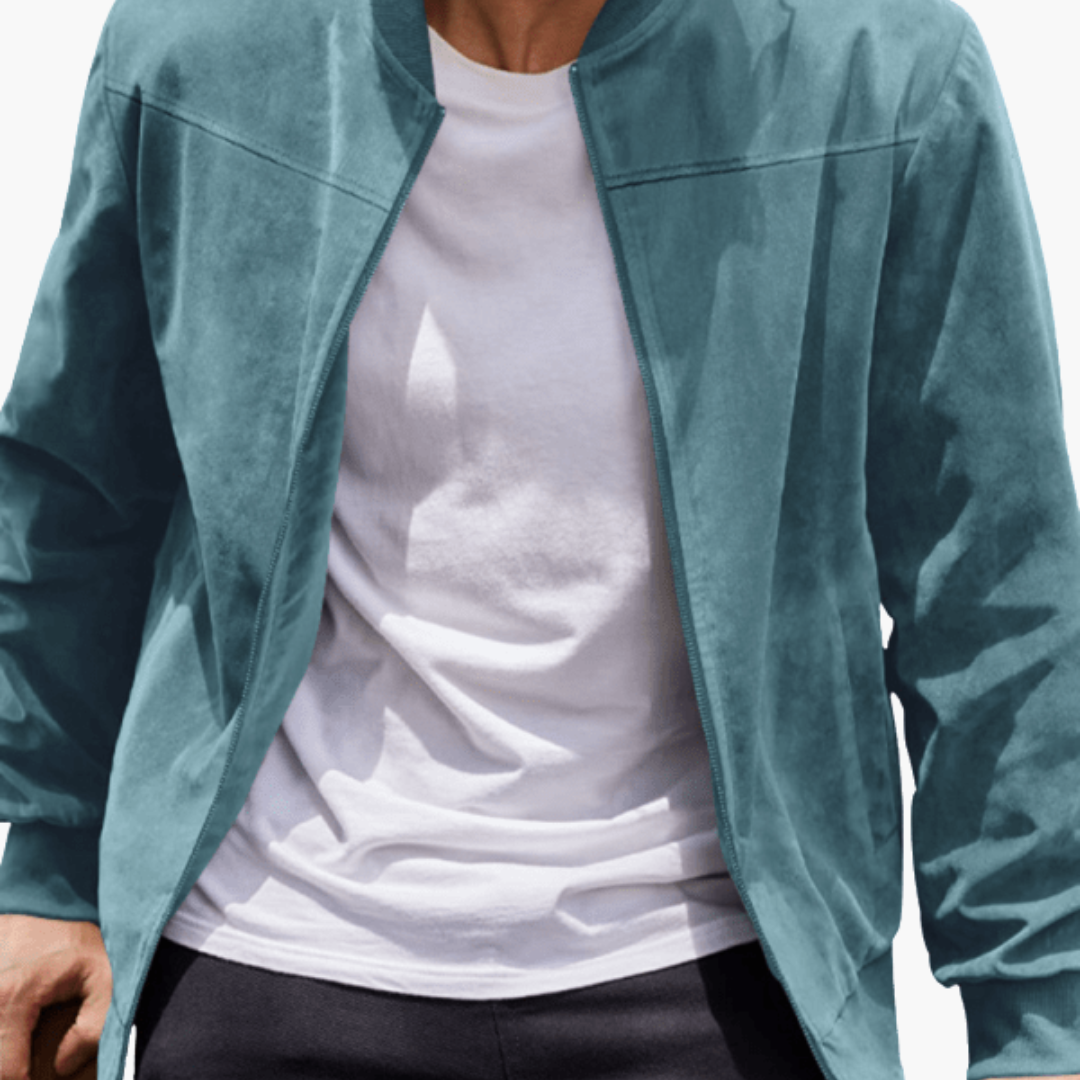 Classic Zip Up Mens Leather Jacket with Pockets
