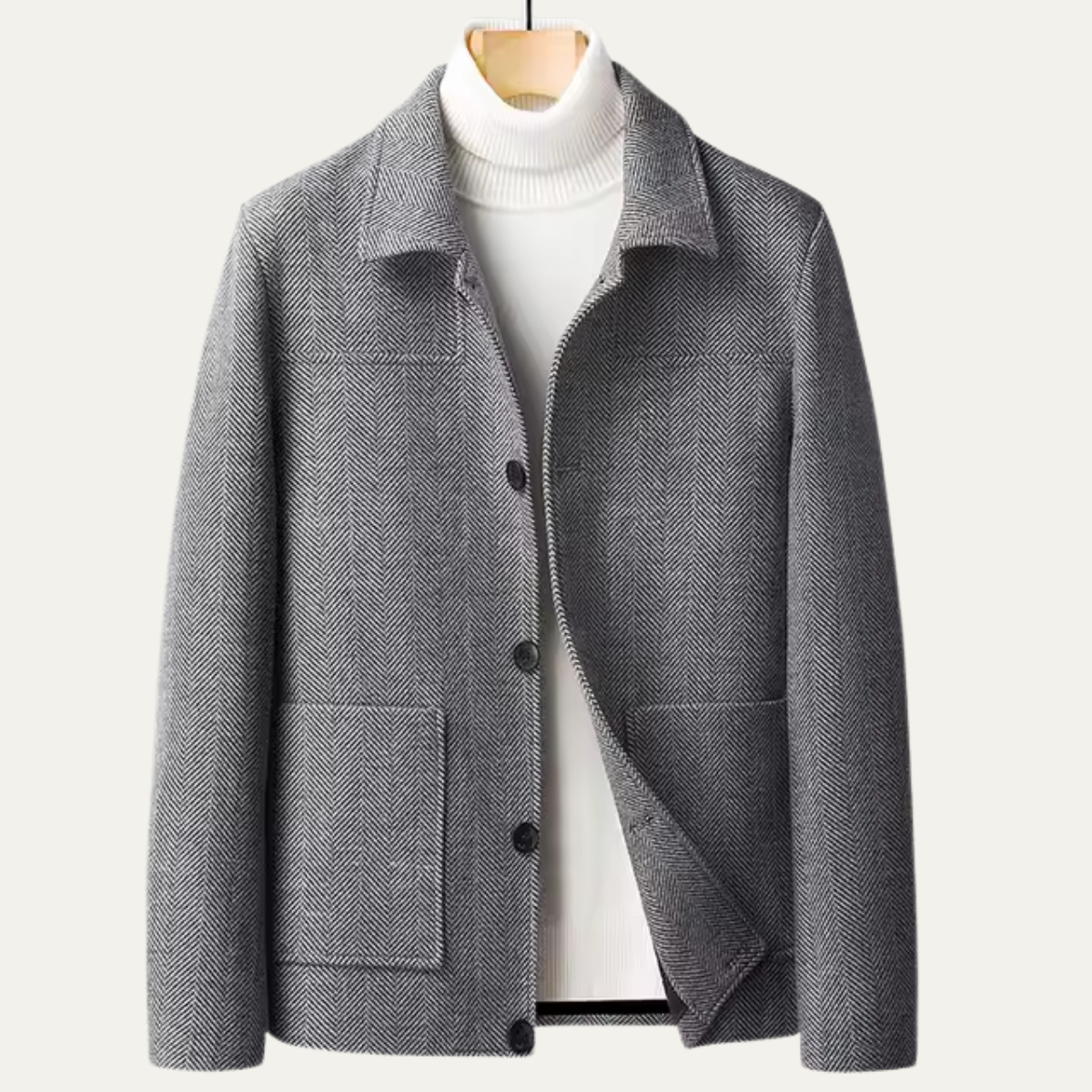Heavy Mens Herringbone Coat with Pockets