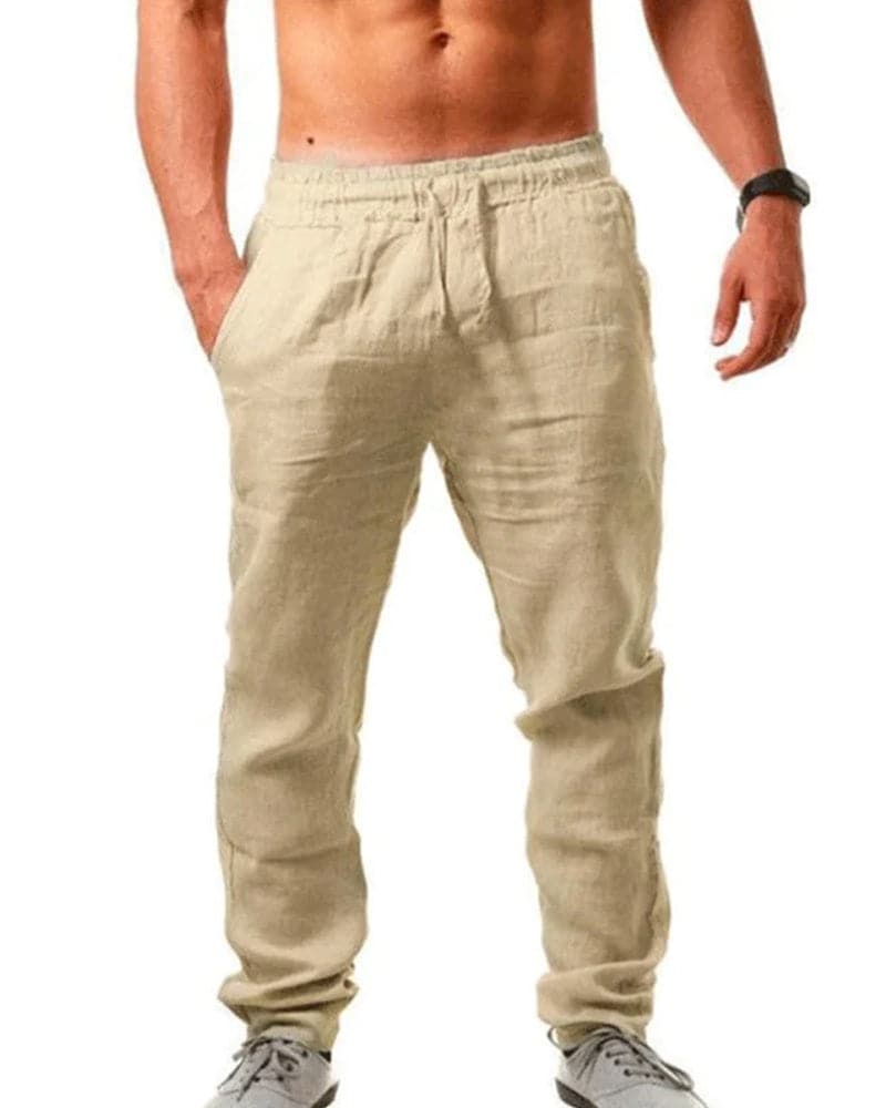 Comfortable Mens Cotton Pants Elastic Waistband