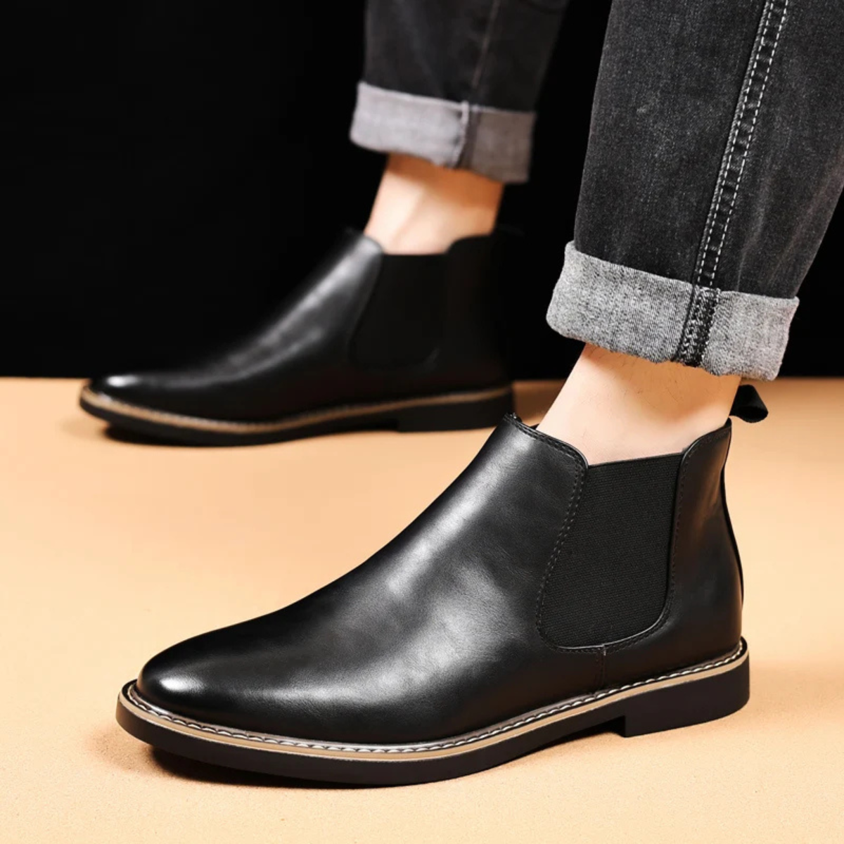 Stylish Men's Genuine Leather Chelsea Ankle Boots