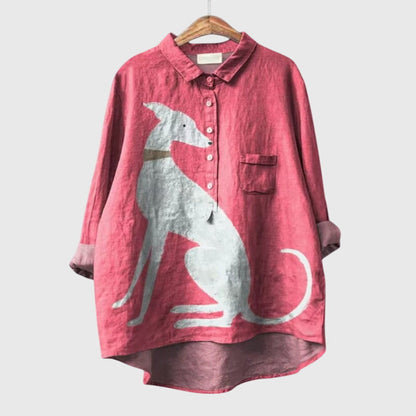 Cute Dog Print Blouse - Olytrend