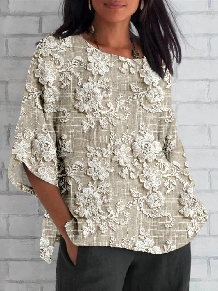 Classic Floral Loose Fit Top - Olytrend