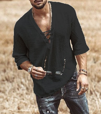 Casual Men's Shirt with Comfortable 3/4 Sleeves