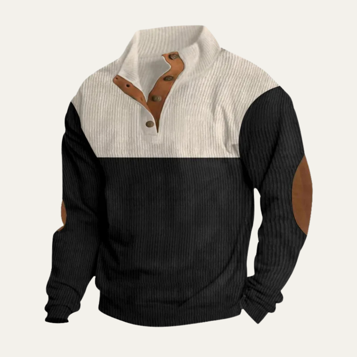 Rustic Men's Corduroy Patchwork Crew Neck Sweater