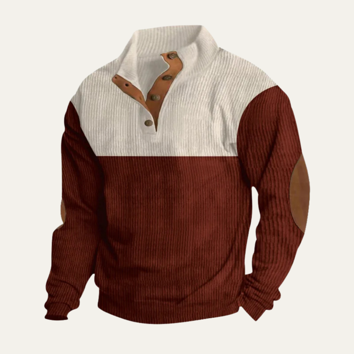 Rustic Men's Corduroy Patchwork Crew Neck Sweater