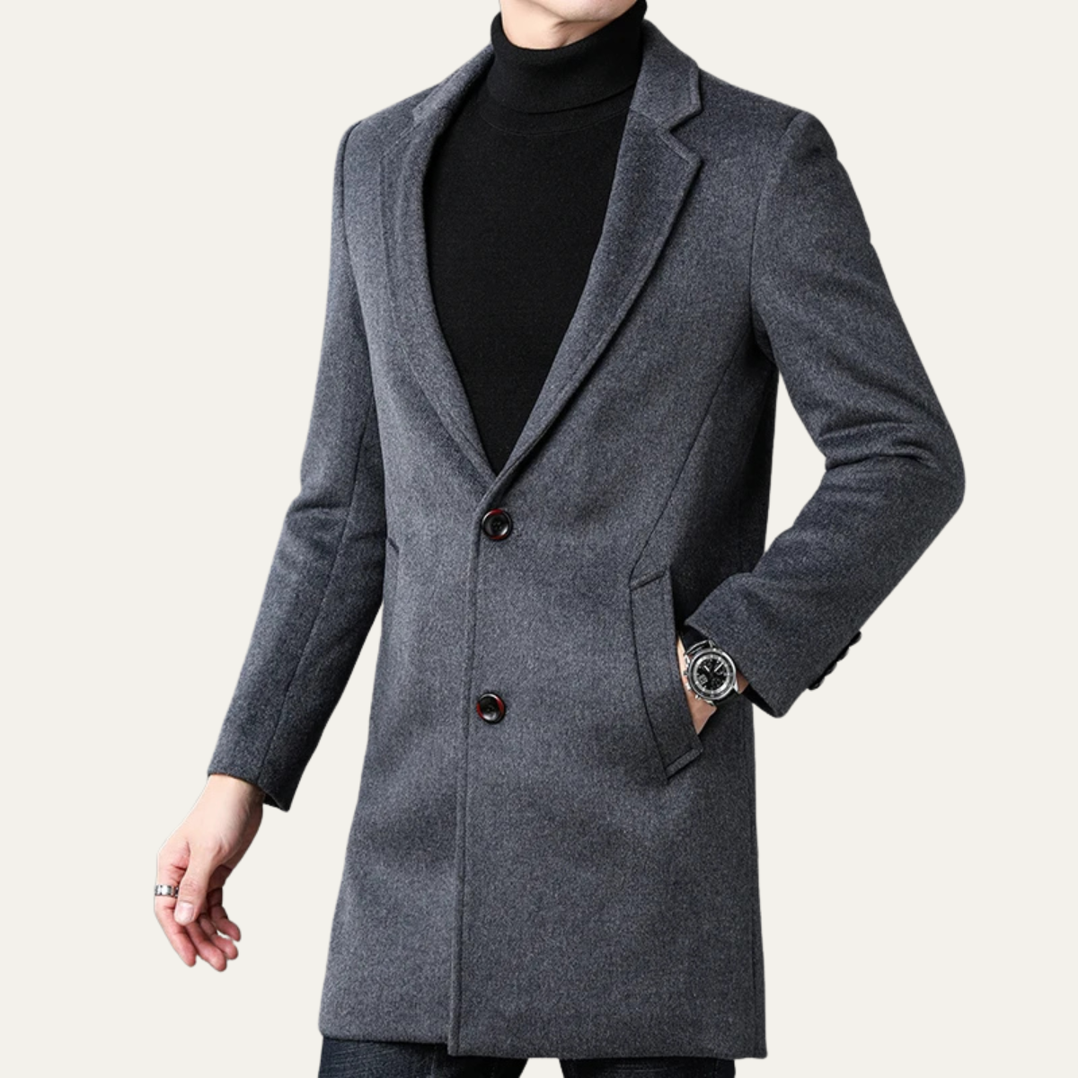 Classic Men's Wool Smart Overcoat