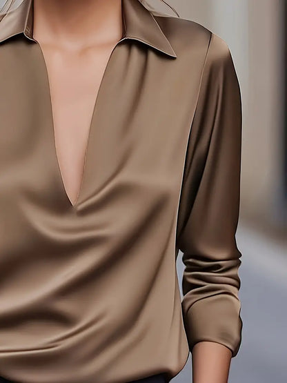Luxury Deep V Neck Women's Blouse