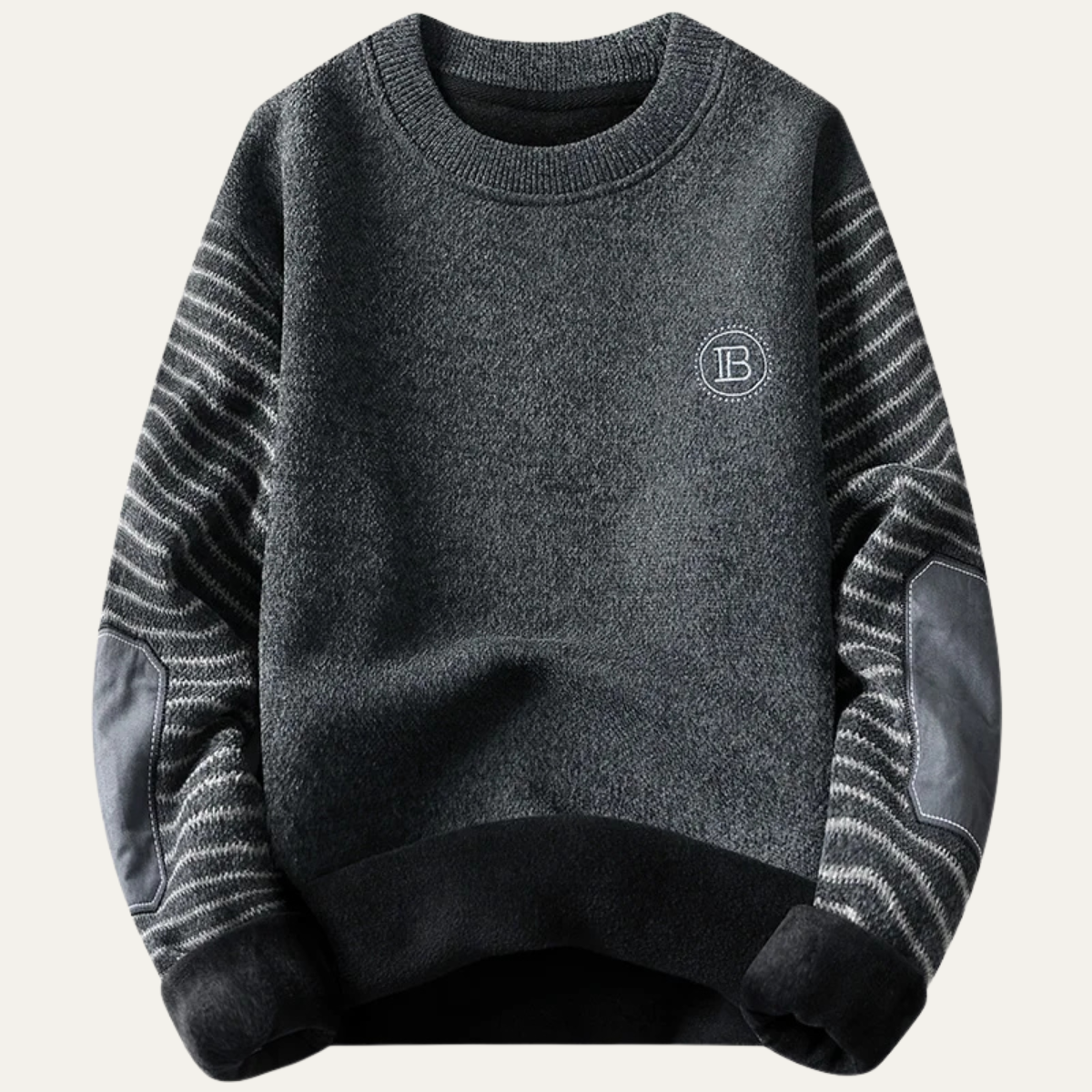 Cozy Mens Patchwork Crew Neck Knitted Sweater