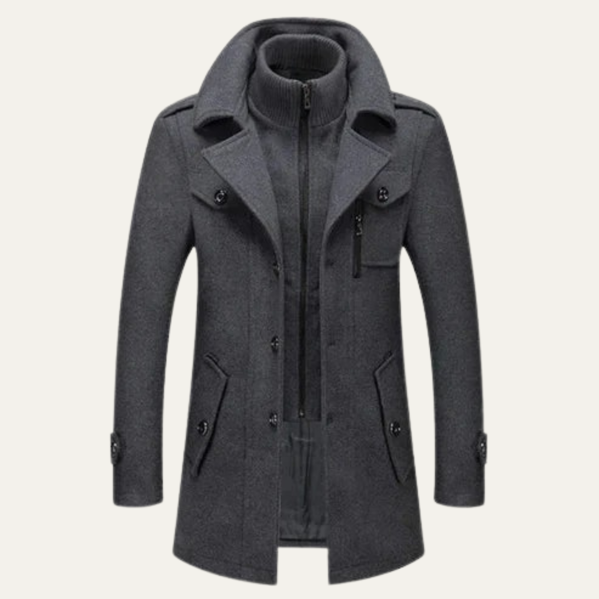 Warm Double Layered Mens Wool Overcoat - Nocini