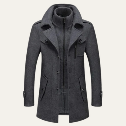 Warm Double Layered Mens Wool Overcoat - Nocini