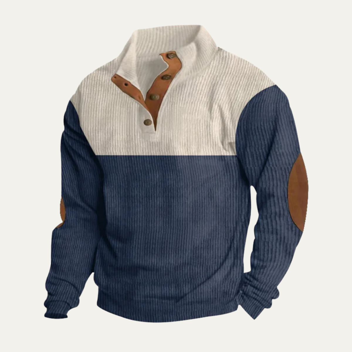 Rustic Men's Corduroy Patchwork Crew Neck Sweater
