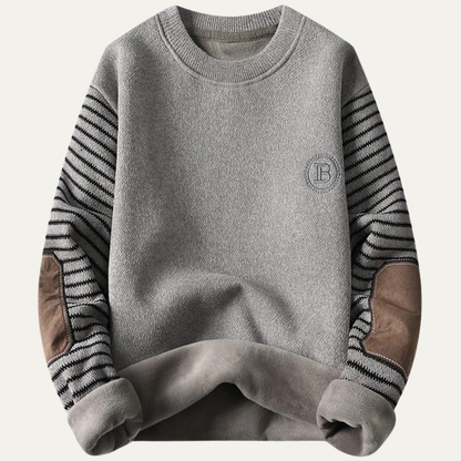 Cozy Mens Patchwork Crew Neck Knitted Sweater - Nocini