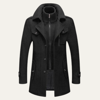 Warm Double Layered Mens Wool Overcoat