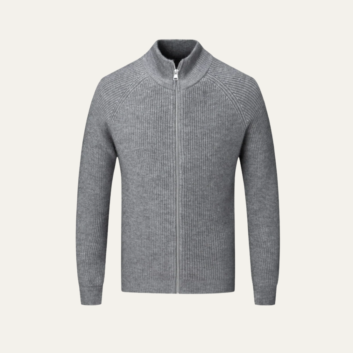 Warm Merino Wool Crew Neck Zip Sweater for Men