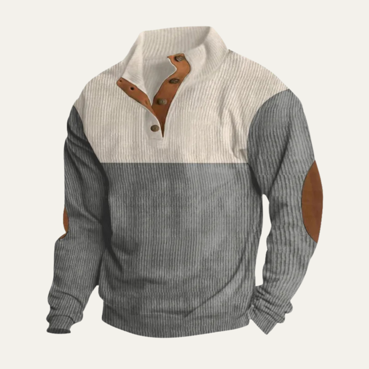 Rustic Men's Corduroy Patchwork Crew Neck Sweater