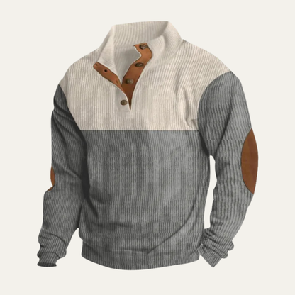 Rustic Men's Corduroy Patchwork Crew Neck Sweater