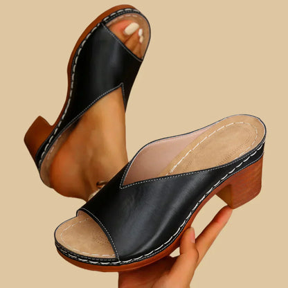 Comfortable Women's Wide Strap Summer Sandals with Block Heel