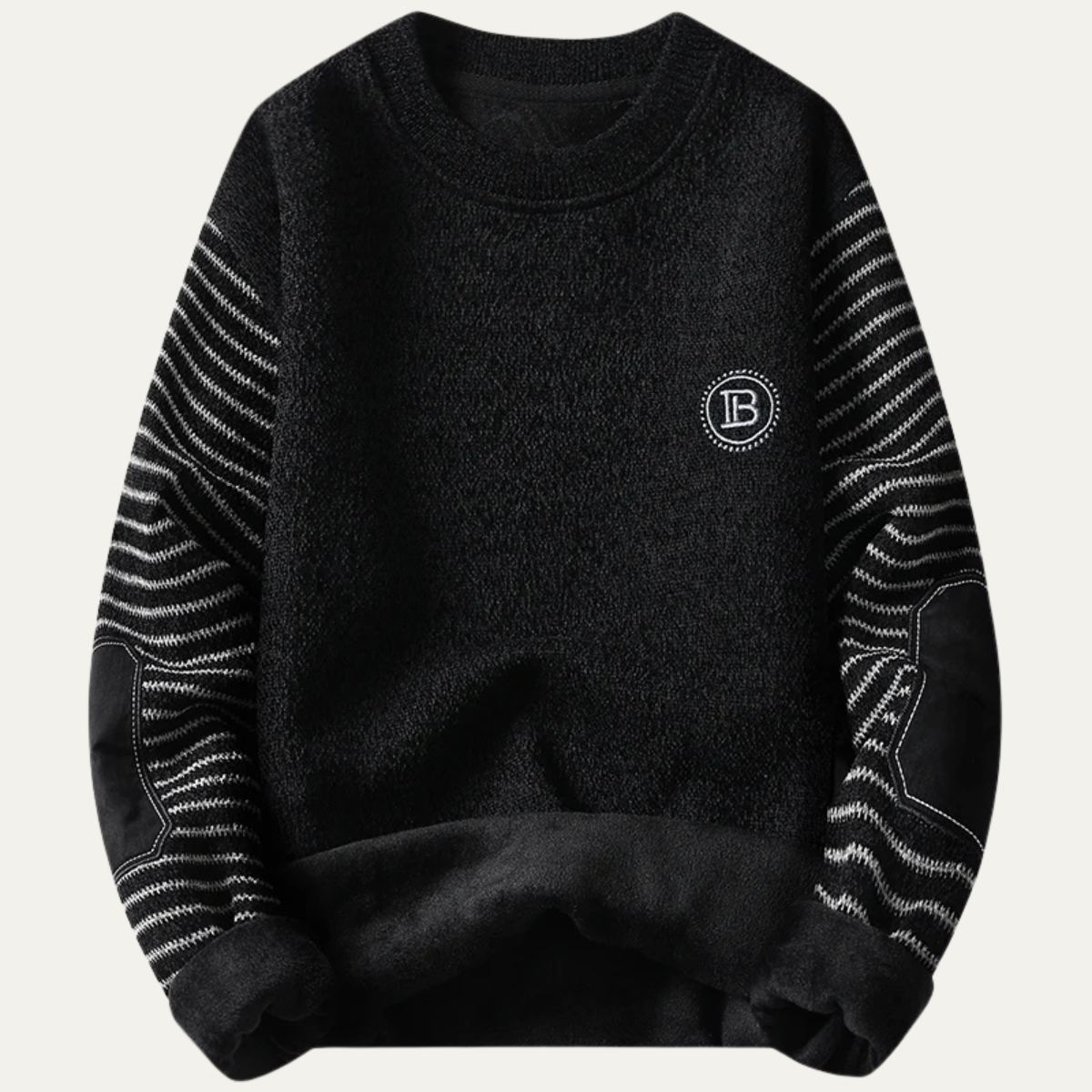 Cozy Mens Patchwork Crew Neck Knitted Sweater