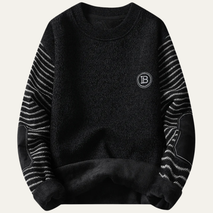 Cozy Mens Patchwork Crew Neck Knitted Sweater