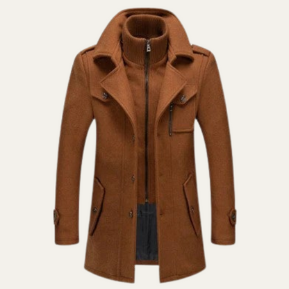 Warm Double Layered Mens Wool Overcoat