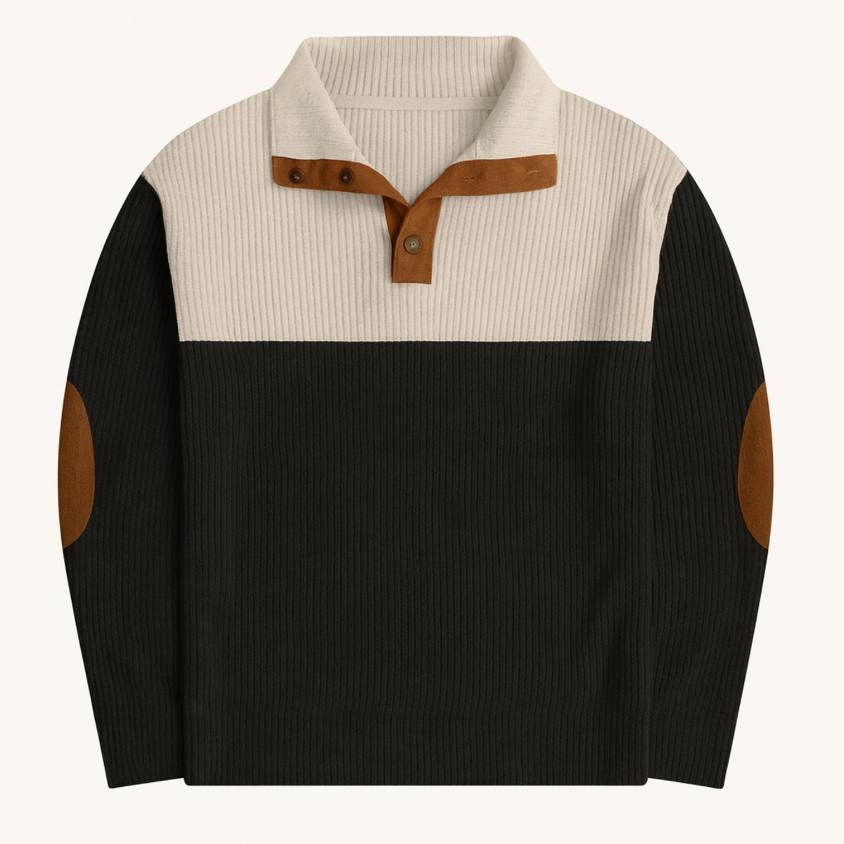 Rustic Men's Corduroy Patchwork Crew Neck Sweater - Nocini
