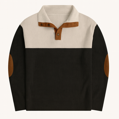 Rustic Men's Corduroy Patchwork Crew Neck Sweater - Nocini