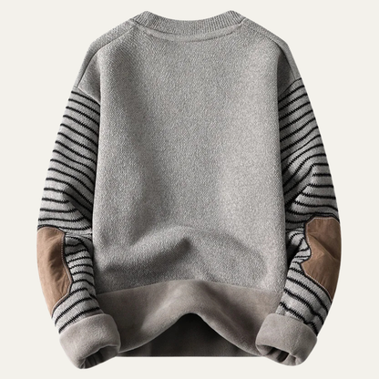 Cozy Mens Patchwork Crew Neck Knitted Sweater