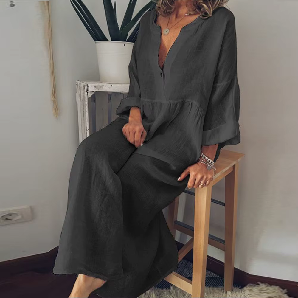 Loose Fit Women's Maxi Dress in Soft Cotton Style