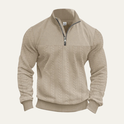 Men's Cozy Patterned Half Zip Knitted Sweater - Nocini