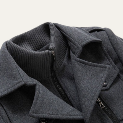 Warm Double Layered Mens Wool Overcoat