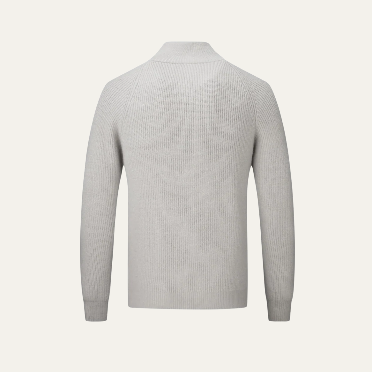 Warm Merino Wool Crew Neck Zip Sweater for Men