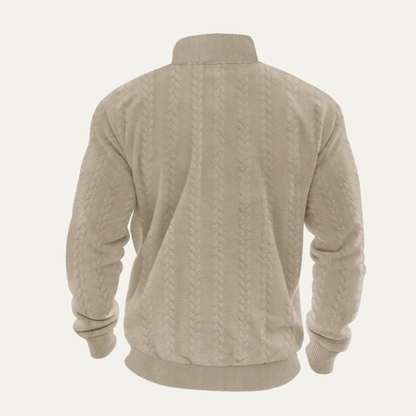Men's Cozy Patterned Half Zip Knitted Sweater