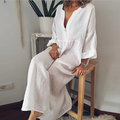 Loose Fit Women's Maxi Dress in Soft Cotton Style