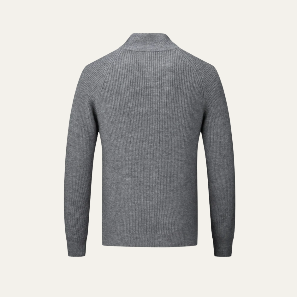 Warm Merino Wool Crew Neck Zip Sweater for Men