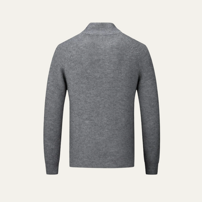 Warm Merino Wool Crew Neck Zip Sweater for Men