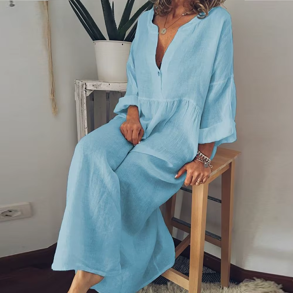 Loose Fit Women's Maxi Dress in Soft Cotton Style