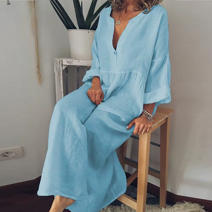 Loose Fit Women's Maxi Dress in Soft Cotton Style