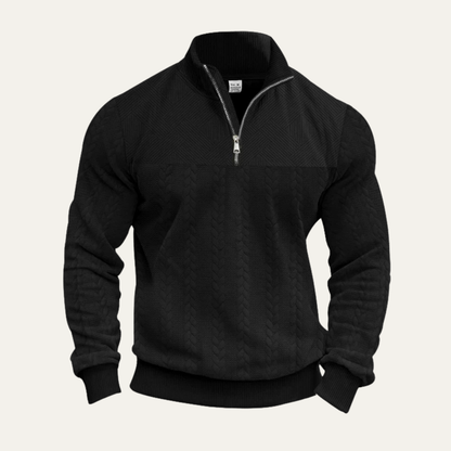 Men's Cozy Patterned Half Zip Knitted Sweater