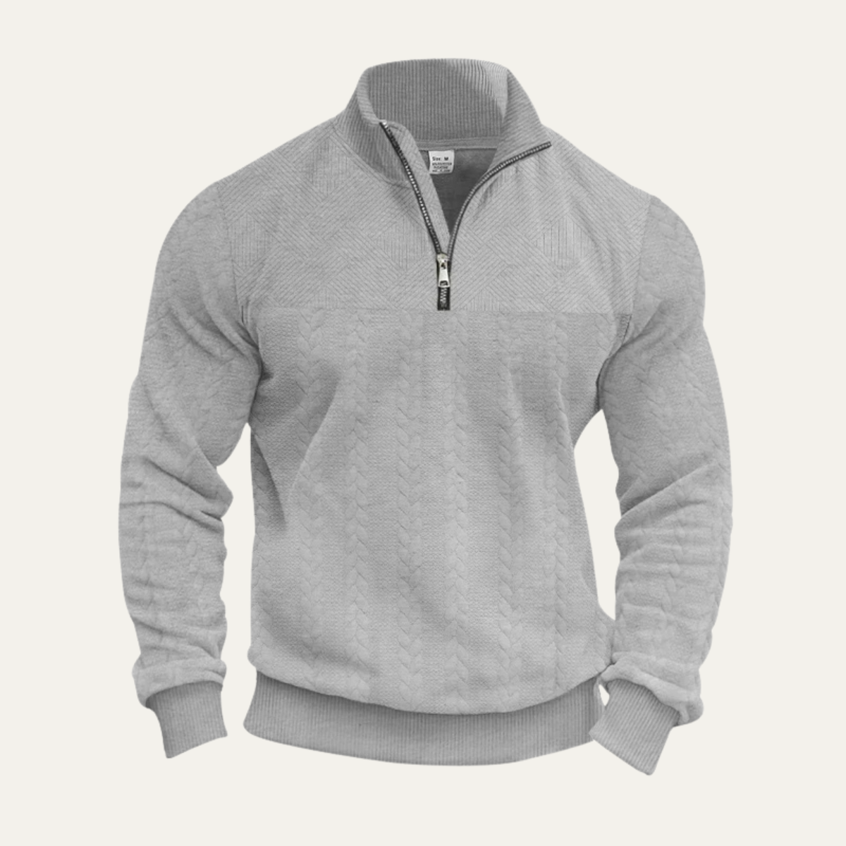 Men's Cozy Patterned Half Zip Knitted Sweater