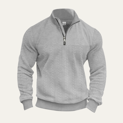Men's Cozy Patterned Half Zip Knitted Sweater