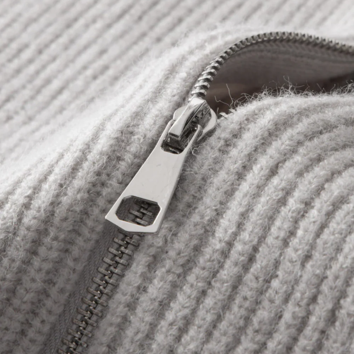 Warm Merino Wool Crew Neck Zip Sweater for Men