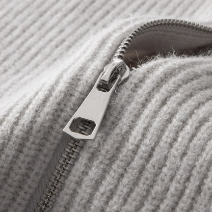 Warm Merino Wool Crew Neck Zip Sweater for Men