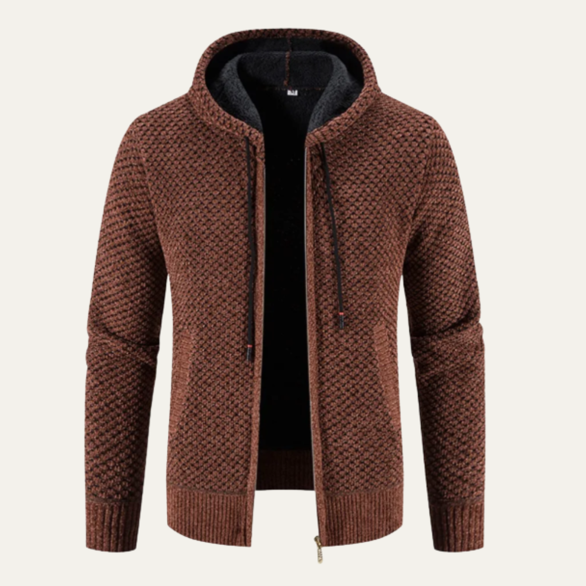 Warm Mens Fleece Lined Zip Up Hoodie Jacket