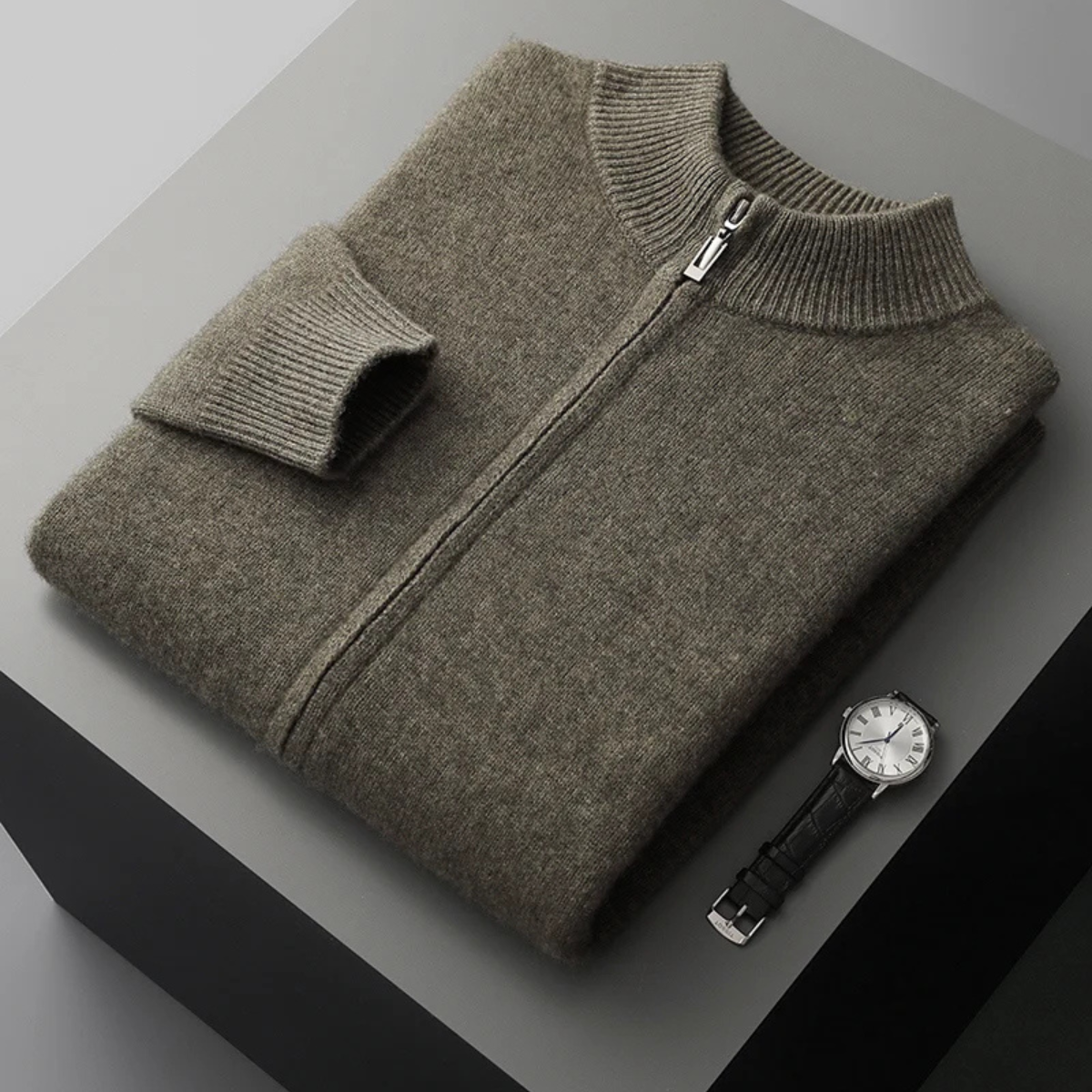 Premium Men's Soft Cashmere Zip Sweater