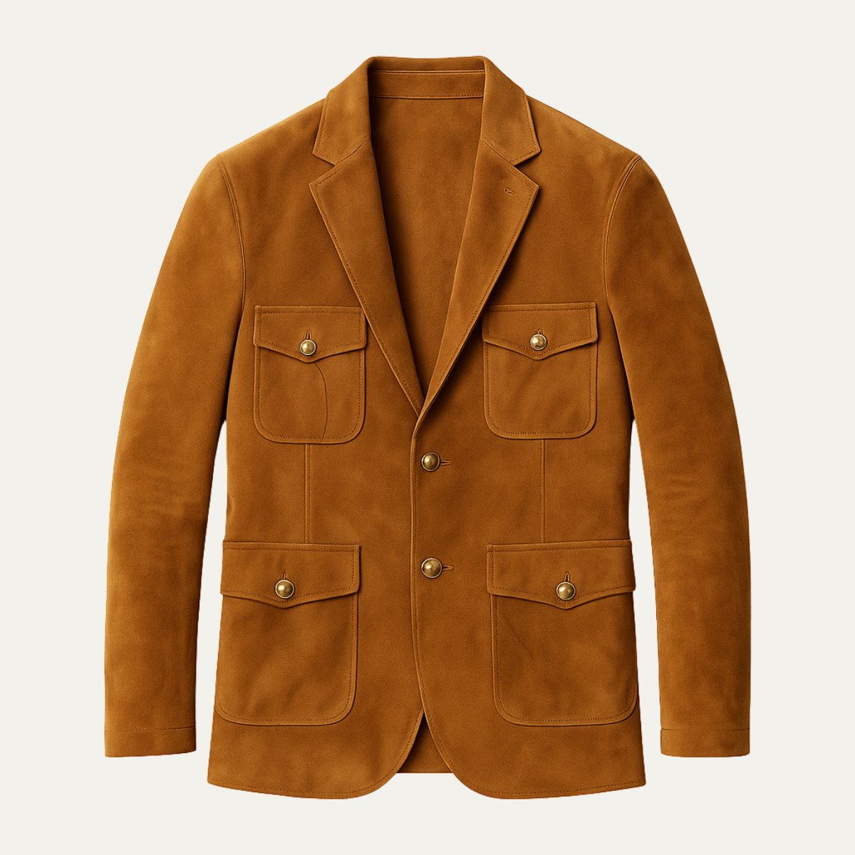 Classic Brown Suede Mens Jacket with Pockets - Nocini